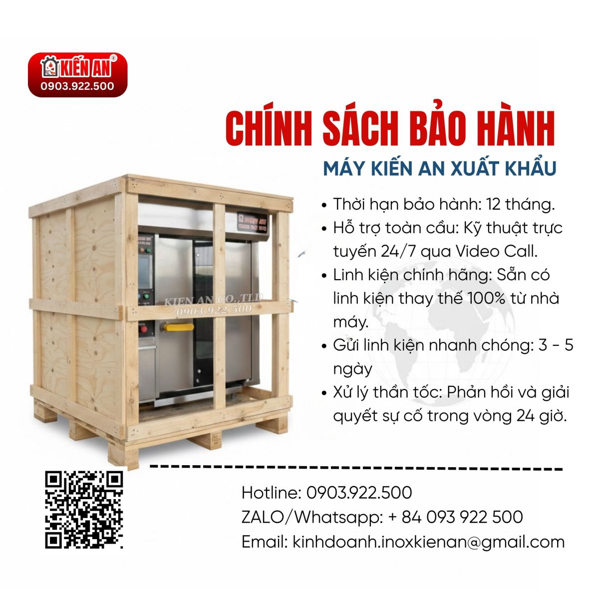 Chính sách bảo hành đối với lò bánh mì kiến An xuất khẩy nước ngoài